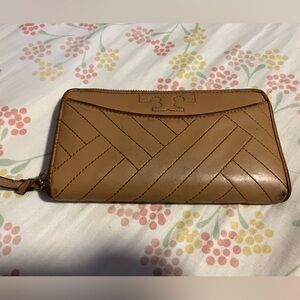 Tory Burch Tan Leather Wallet with Stitch Detail